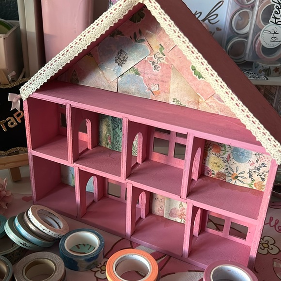🎀Pink House Container with Washi Tape Desk Stationery Decor Shabby Chic 🎀 - Picture 4 of 8